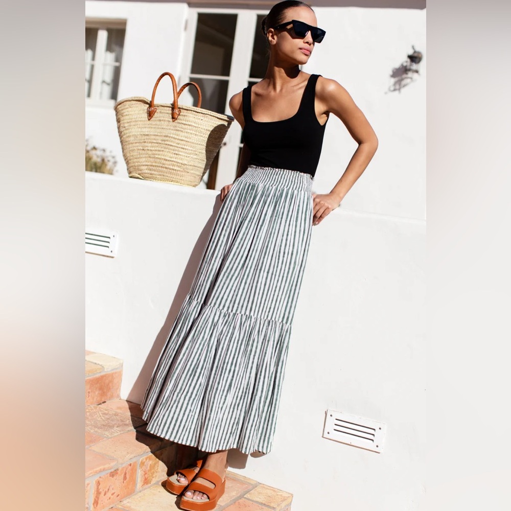 Emerson fry -moss stripe shirred skirt